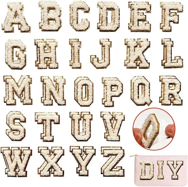 Mimkus 52 Pieces Self Adhesive Chenille Letter Patches