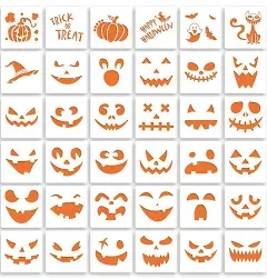 Sakolla 25 Pieces Halloween Drawing Stencils Pumpkin Faces