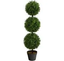 Nearly Natural Artificial Triple Ball Boxwood Topiary Tree