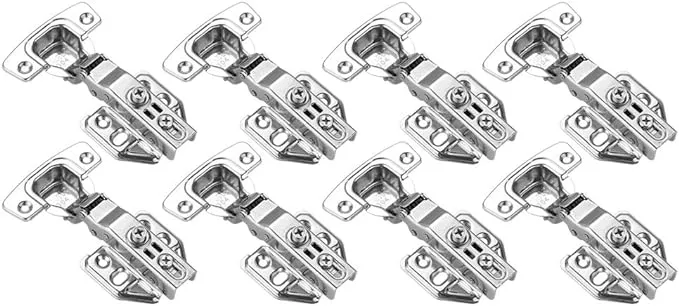 JQK Cabinet Hinges, 100 Degree Soft Closing Full Overlay Door Hinge for Frameless Cabinets, Stainless Steel Nickel Plated Finish, 8 Pack, CH100-P8