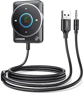 UGREEN Bluetooth 5.4 Car Receiver Adapter with Mics Noise Cancellation USB Aux