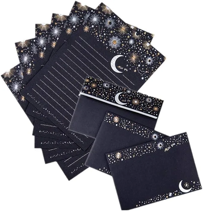 Leoyoubei Flashing Starry Sky Series Stationery Paper with Envelopes