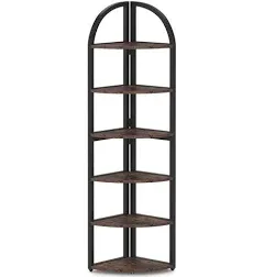 Tribesigns 6 Tier Corner Shelf 71&#034; Tall Rustic Bookshelf Plant Stand Display