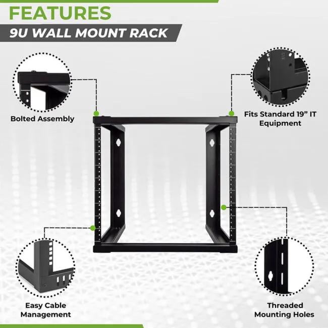 Navepoint Wall Mount Open Frame Server Equipment Rack