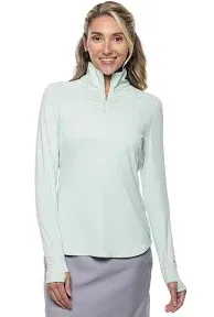 Women's Arabella Golf Quarter-Zip | Peachy Pink Diamond Jacquard