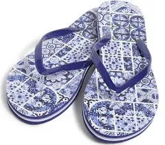 New With Tags Vera Bradley Flip Flops Island Tile Blue Size Medium 7-8