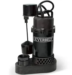 Everbilt HDSP33V 1/3 HP Aluminum Sump Pump Vertical Switch, Black