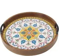 Gourmet Basics Mikasa Round Tiled Lazy Susan Serving Tray