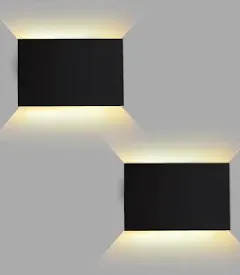 LED Wall Sconce, Black Plastic Modern Wall Light Fixtures, Indoor Outdoor up and