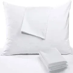 Niagara 4 Pack Pillow Cases King 20x36 Zippered Set White Soft Brushed Covers Pr