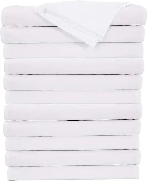 8 Pack Pillow Cases Protectors Zippered Set White Soft Brushed Microfiber, 20x26