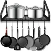  Hanging Pots &amp; Pans Rack,wall Mounted Pots Pans Organizer Holder Rack 