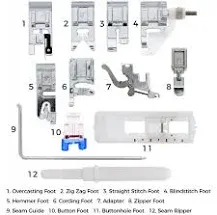 12 Piece Low Shank Presser Feet Set