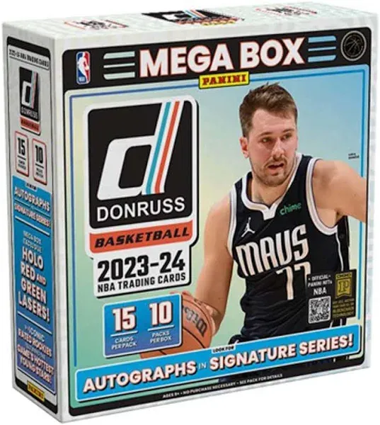 2023-24 Panini Donruss Basketball Trading Cards Mega Box - 10 Packs - 150 Car...