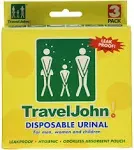 TravelJohn Disposable Urinal for Men, Women & Children 3 Pack