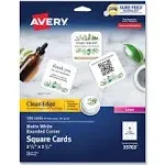 Avery 35703 2.5&#034; x 2.5&#034; Square Clean Edge Cards - White (180/PK) New