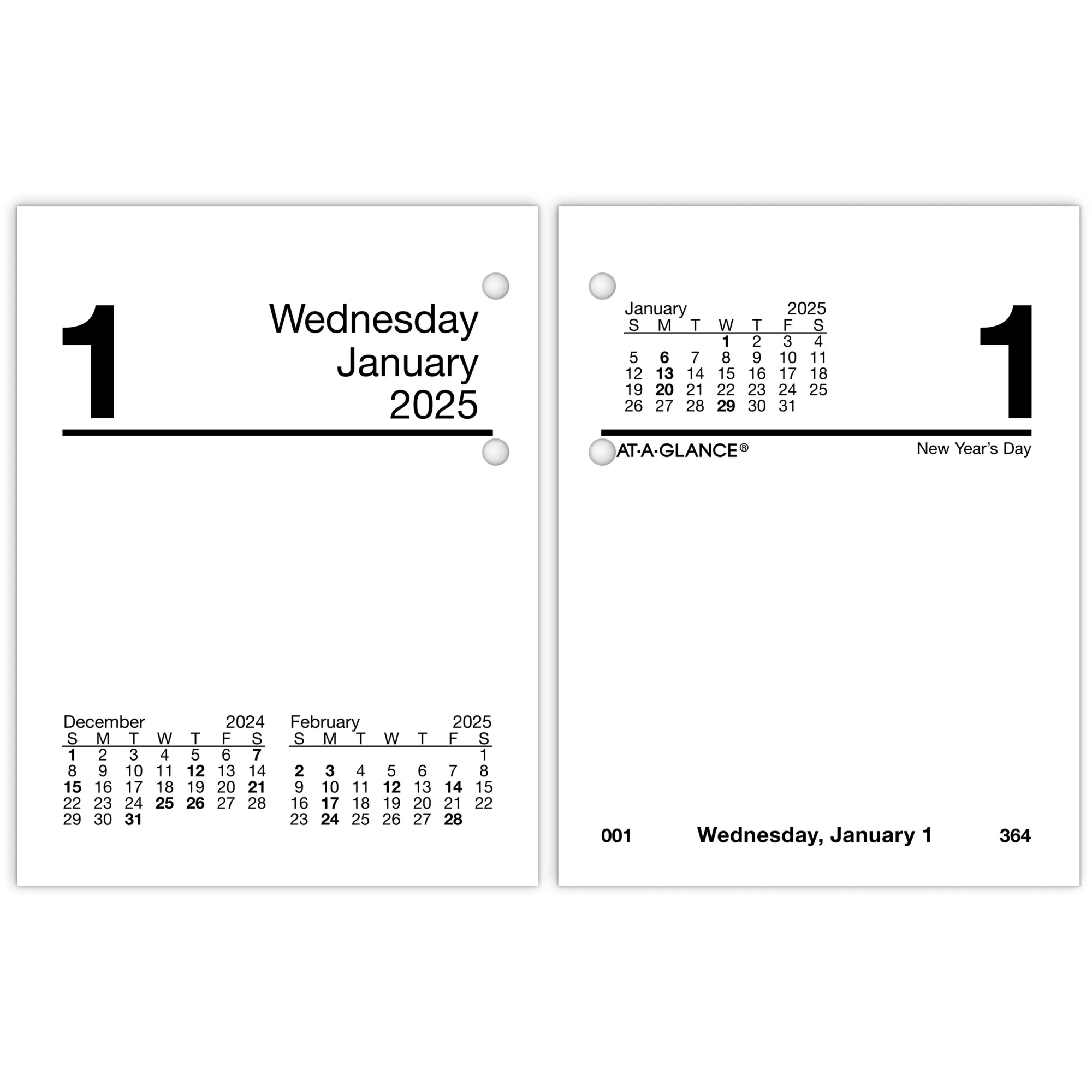 2025 AT-A-GLANCE Daily Loose-leaf Desk Calendar Refill