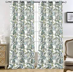 DriftAway Layla Classic America Style Floral Leaves Window Curtain Grommet 2 Panels - 52'' width x 84'' length (As Is Item) - Bed Bath & Beyond - 32460697