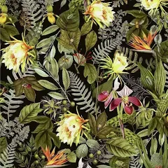 RoomMates® Tropical Flowers Peel & Stick Wallpaper in Black | Bed Bath & Beyond