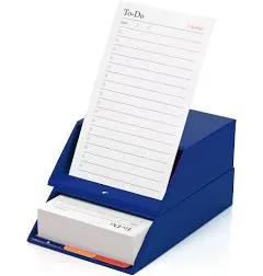 Notsu Centre Rise To Do List Card Box Set | 50 Foldable To-Do Vertical Notecards 3x5, Productivity Index Card Organizer Tab Dividers, Desk Card Holder Stand (Blue)