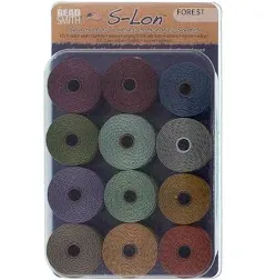 Forest 12pc Mix S-Lon Bead Cord Mix 77 Yard Spool .5mm TEX 210