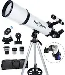 HEXEUM Telescope 80mm Aperture 600mm - Astronomical Portable Refracting, Fully Multi-Coated High Transmission Coatings AZ Mount with Tripod Phone