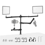 NEEWER Desktop Camera Stand, Overhead Phone Webcam Mount Stand with 4 Flexible Articulating Arms, 3/8" 1/4" 5/8" Screws for Microphone LED Light Video Recording Live Streaming Podcasting Gaming, ST004