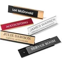 Providence Engraving Personalized Desk Name Plates - Custom Office Wall or Desk Name Plates with Aluminum Holder with Two Lines of Laser Engraved Text, 2" x 10"