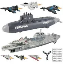 WASAiKA Wask Aircraft Carrier Toy and Submarine Toy Naval Ship