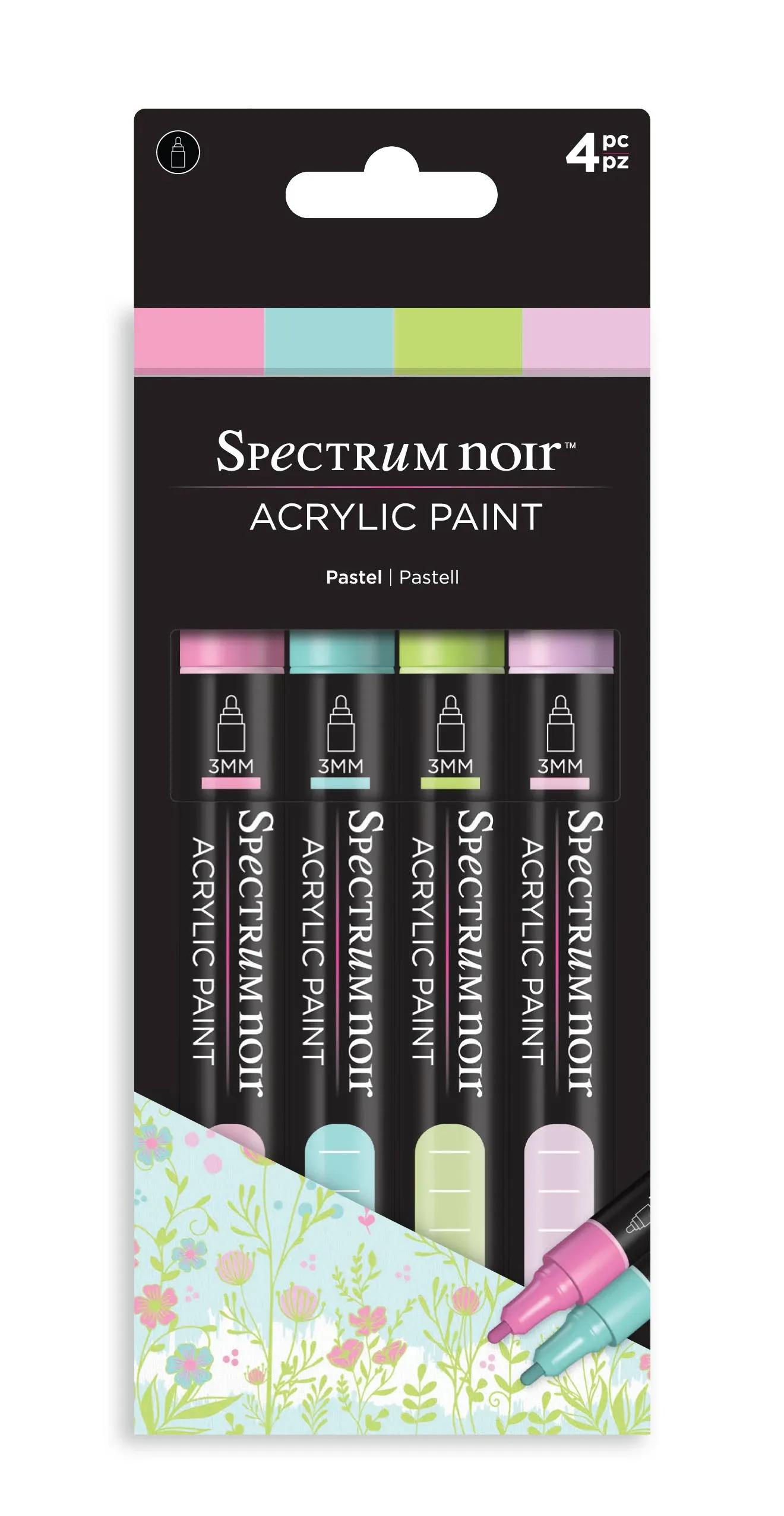 Spectrum Noir SN-ACPM-ESS4 Water Based Blendable Acrylic Paint Marker Fast Drying and Opaque Perfect for Layering-Fine Bullet Tip-Essential (4 Pen Pack) 4 Piece