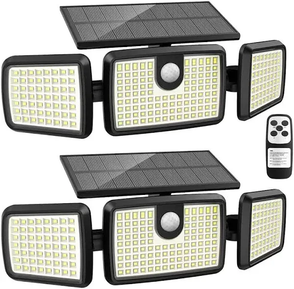 Solar Lights Outdoor, Quick Charge Solar Motion Deck Lights Outdoor for Deck with 2500LM 232 LEDs High Brightness, Larger Built-in Tempered Glass Solar Panel, Sensitive PIR Motion Inductor (3-Pack)