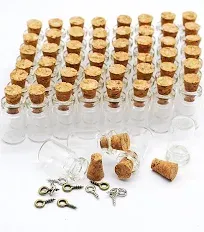 CTKcom 100pcs 0.5ml-extra Mini Tiny Clear Glass Jars Bottles with Cork Stoppers, Glass Bottles for Decoration, Arts & Crafts, Projects, Party Favors,100 Botlles + 100 Screws