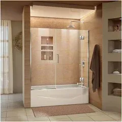 DreamLine D58580-01 Unidoor-X 58-58 1/2"W x 58"H Frameless Hinged Tub Door - Chrome