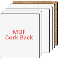 5 Pack Sublimation MDF Blanks with Cork Back White MDF Board 1/8 inch Thick S...