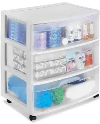 Sterilite 3 Drawer Wide Cart