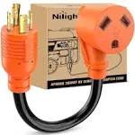 Nilight RV Generator Adapter Cord 30 Amp to 30 Amp 4 Prong Pure Copper Heavy Duty Twist Lock male Plug 10 Gauge Wire L14-30P to TT-30R 30m/30f for