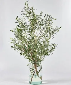 Artificial Olive Tree Branches in Glass Vase