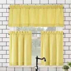 Martine Microfiber Semi-Sheer Rod Pocket Kitchen Curtain Valance and Tiers Set