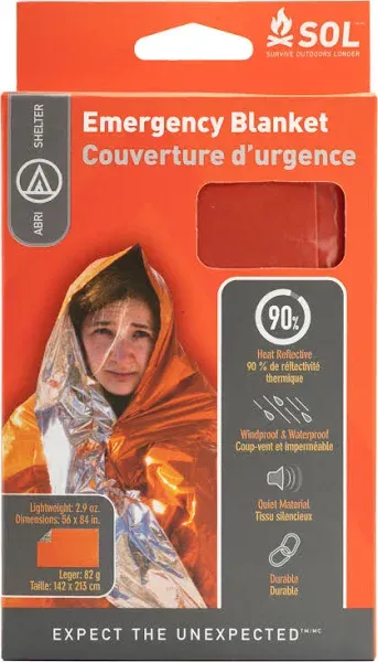 SOL 12132 Polyester Emergency Blanket Orange Single Person