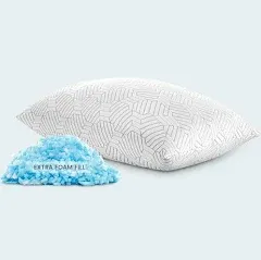 SLEEP ZONE Queen Size Shredded Memory Foam Bed Pillow for Sleeping, Removable Cooling Cover, Adjustable with 0.5Lb Extra Original Filling, (White, 20 x 30)