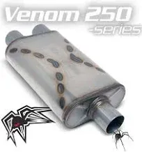 Black Widow Exhaust BWSDV2-32 Venom 250 Single 3&#034;Dual 2.5&#034; Body Size 14&#034; x 9&#034;x4&#034;