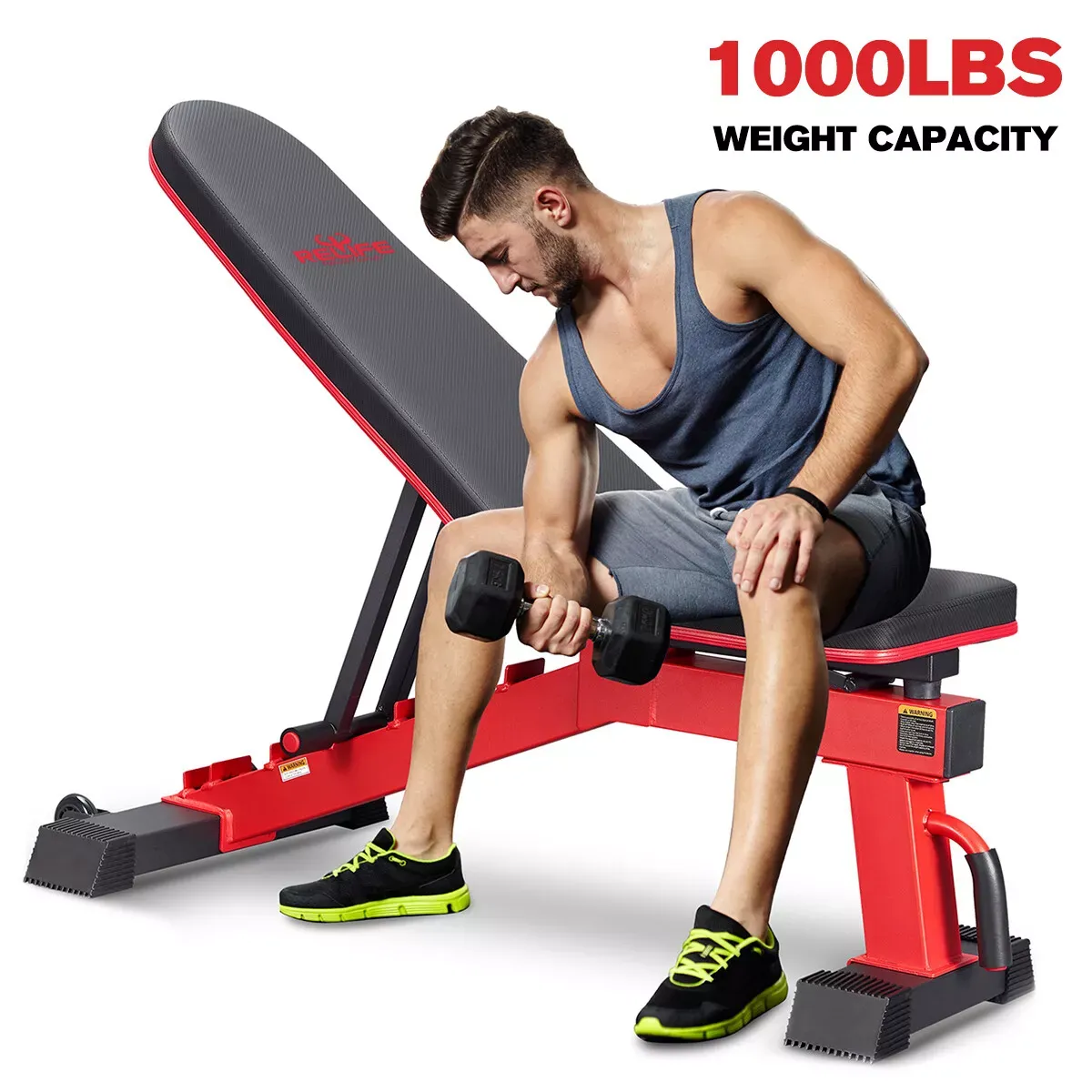 1000lb  Heavy Duty Adjustable Weight Bench for Full Body Workout for Home Gym