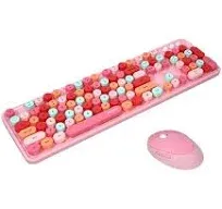 MOFII Sweet Keyboard Mouse Combo Mixed Color 2.4G Wireless Keyboard Mouse for PC Laptop Pink