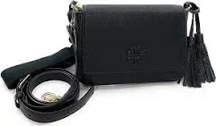 NWT Tory Burch Thea Web Flap Pebbled Leather Crossbody in Black