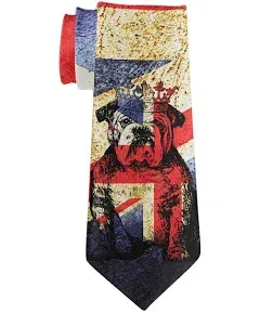 Old Glory Men's English British Bulldog Crown Grunge Flag All Over Neck Tie