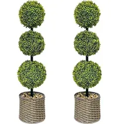 2 Trees 3ft Faux Boxwood Topiary Ball Tree