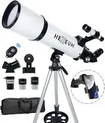 HEXEUM Telescope 80mm Aperture 600mm Fully Multi-Coated High AZ80600 - Black