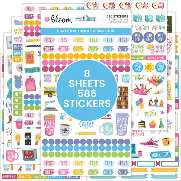 bloom daily planners New Teacher Planner Sticker Pack - School Assorted 