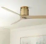 Casa Vieja 52" Windspun Soft Brass DC Hugger Ceiling Fan with Remote