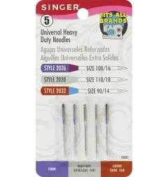 SINGER 04801 Universal Heavy Duty Sewing Machine Needles, 5-Count (Packaging May